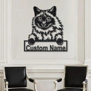 Balinese Cat Metal Art Personalized Metal Name Sign Decor Home Gift for Cat Lover 3