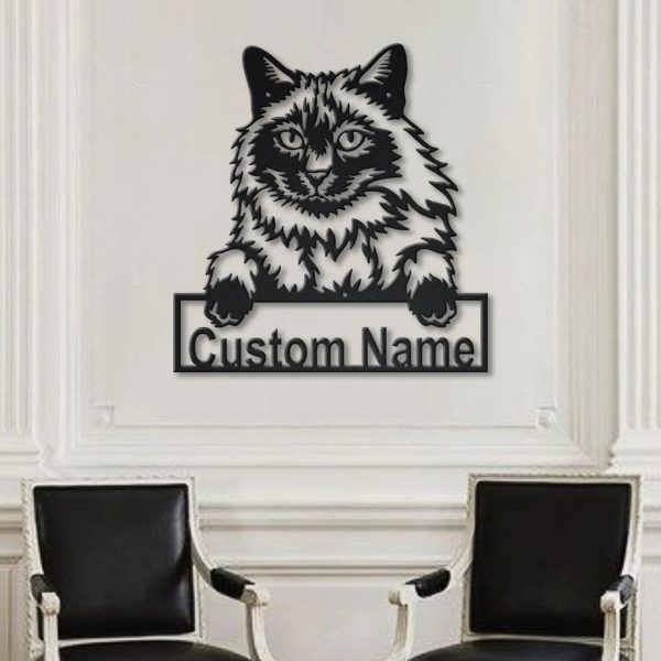 Balinese Cat Metal Art Personalized Metal Name Sign Decor Home Gift for Cat Lover