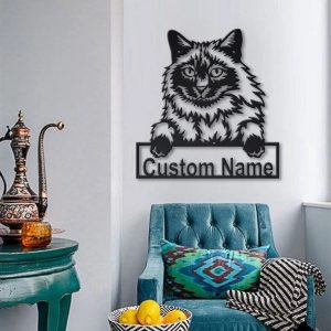 Balinese Cat Metal Art Personalized Metal Name Sign Decor Home Gift for Cat Lover 4