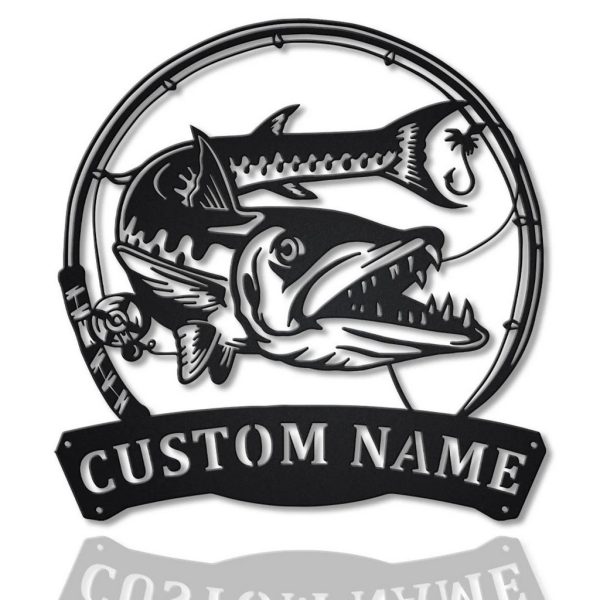 Barracudas Fish Metal Art Personalized Metal Name Sign Decor Home Fishing Gift for Fisherman