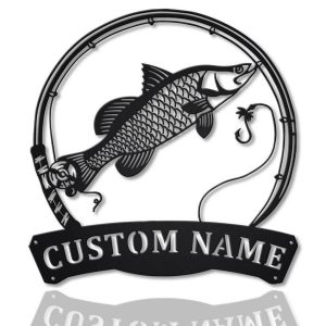 Barramundi Fish Metal Art Personalized Metal Name Sign Decor Home Fishing Gift for Fisherman 1