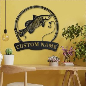 Barramundi Fish Metal Art Personalized Metal Name Sign Decor Home Fishing Gift for Fisherman 5