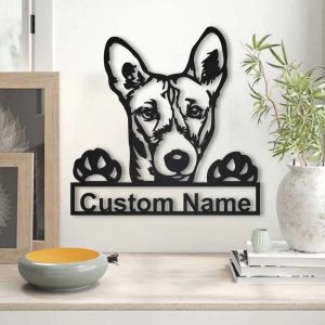 Basenji Dog Metal Art Personalized Metal Name Sign Home Decor Gift for Dog Lover