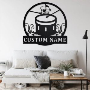 Bass Drum Musical Instrument Metal Art Personalized Metal Name Sign Music Room Decor 2