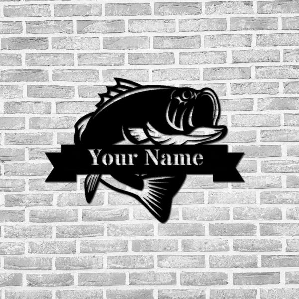 Bass Fish Metal Art Personalized Metal Name Sign Fishing Signs Decor