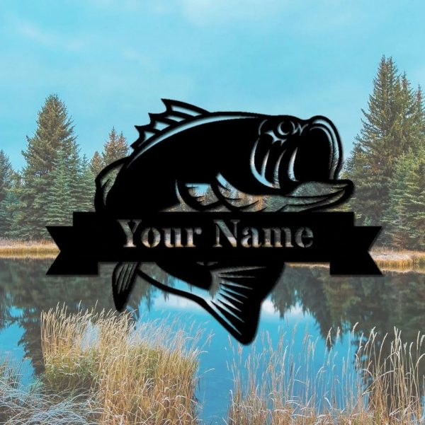 Bass Fish Metal Art Personalized Metal Name Sign Fishing Signs Decor