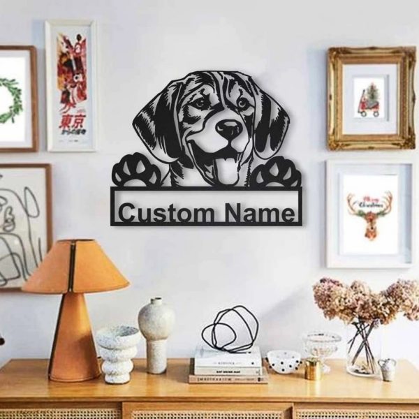 Beagle Dog Metal Art Personalized Metal Name Sign Decor Home Gift for Dog Lover