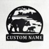 Bear And Cub Scenic Metal Art Personalized Metal Name Sign Decoration for Room