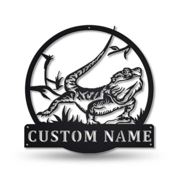 Bearded Dragon Metal Art Personalized Metal Name Sign Decor Home Gift for Animal Lover