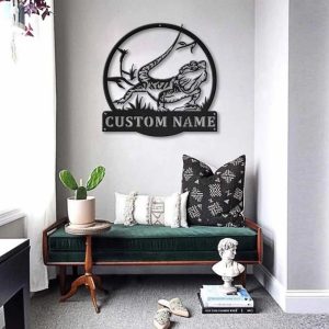 Bearded Dragon Metal Art Personalized Metal Name Sign Decor Home Gift for Animal Lover 3