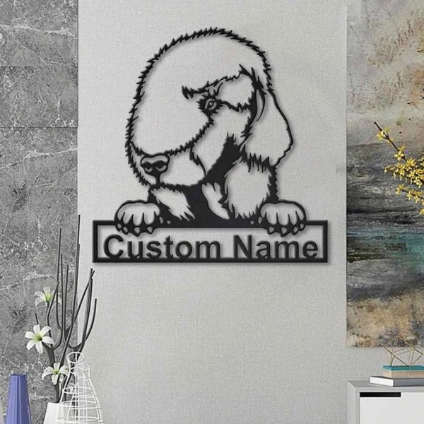 Bedlington Terrier Dog Metal Art Personalized Metal Name Sign Home Decor Gift for Dog Lover