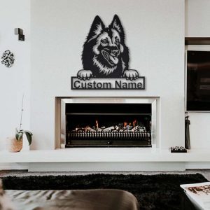 Belgian Tervuren Dog Metal Art Personalized Metal Name Sign Decor Home Gift for Dog Lover