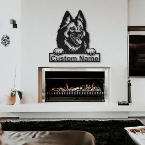 Belgian Tervuren Dog Metal Art Personalized Metal Name Sign Decor Home Gift for Dog Lover 2