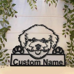Bichon Frise Dog Metal Art Personalized Metal Name Sign Decor Home Gift for Dog Lover 2
