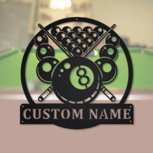 Billiards Metal Sign Personalized Metal Name Signs Home Decor Sport Fan Gifts 2