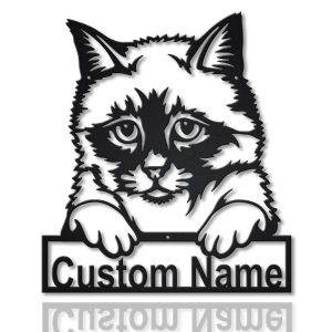 Birman Cat Metal Art Personalized Metal Name Sign Decor Home Gift for Cat Lover