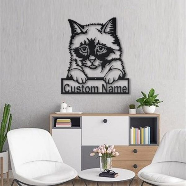 Birman Cat Metal Art Personalized Metal Name Sign Decor Home Gift for Cat Lover