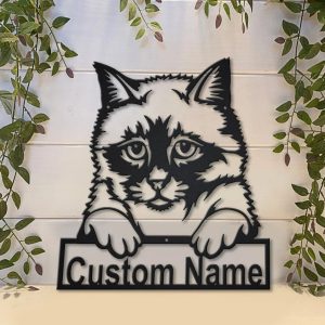 Birman Cat Metal Art Personalized Metal Name Sign Decor Home Gift for Cat Lover 3