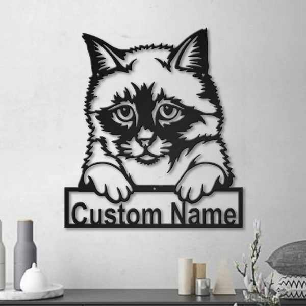 Birman Cat Metal Art Personalized Metal Name Sign Decor Home Gift for Cat Lover