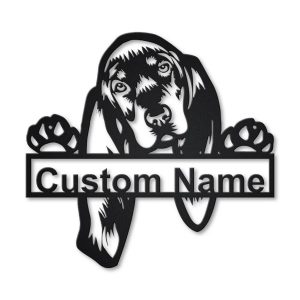 Black And Tan Coonhound Dog Metal Art Personalized Metal Name Sign Home Decor Gift for Dog Lover