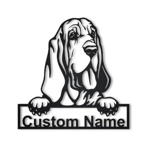 Bloodhound Dog Metal Art Personalized Metal Name Sign Decor Home Gift for Dog Lover 1