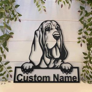 Bloodhound Dog Metal Art Personalized Metal Name Sign Decor Home Gift for Dog Lover 2