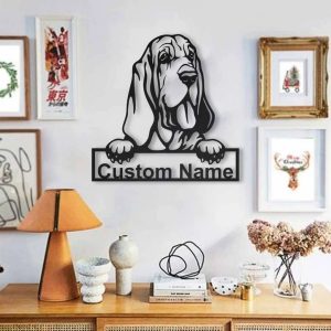 Bloodhound Dog Metal Art Personalized Metal Name Sign Decor Home Gift for Dog Lover 3