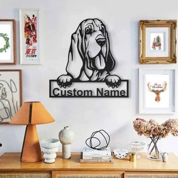 Bloodhound Dog Metal Art Personalized Metal Name Sign Decor Home Gift for Dog Lover