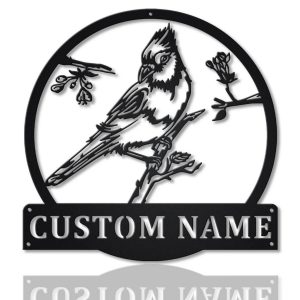 Blue Jay Bird Metal Art Personalized Metal Name Sign Decor Home Gift for Animal Lover 1