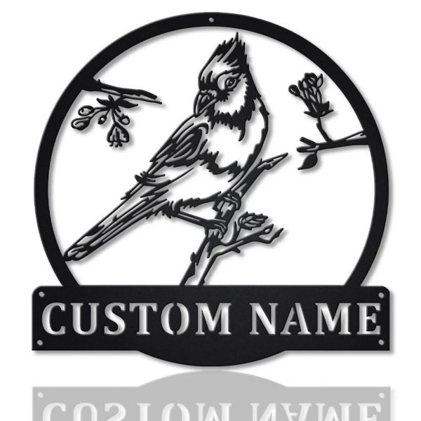 Blue Jay Bird Metal Art Personalized Metal Name Sign Decor Home Gift for Animal Lover