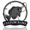Bluegill Fish Metal Art Personalized Metal Name Sign Decor Home Fishing Gift for Fisherman