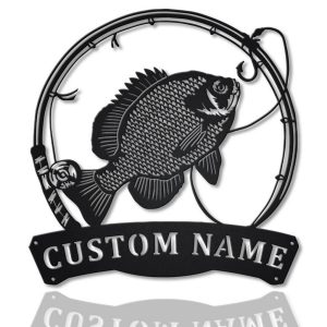 Bluegill Fish Metal Art Personalized Metal Name Sign Decor Home Fishing Gift for Fisherman 1