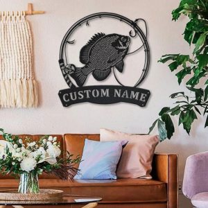Bluegill Fish Metal Art Personalized Metal Name Sign Decor Home Fishing Gift for Fisherman 3