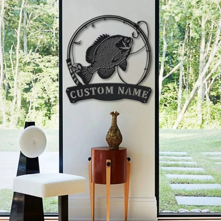 Bluegill Fish Metal Art Personalized Metal Name Sign Decor Home Fishing