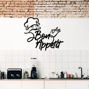 Bon Appetit Unique Kitchen Laser Cut Metal Signs Modern Restaurant Dining Room Sign Metal Kitchen Art 5