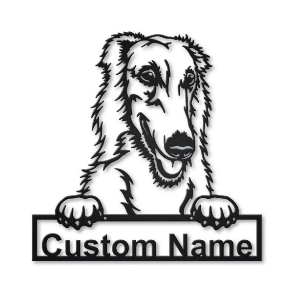 Borzoi Dog Metal Art Personalized Metal Name Sign Home Decor Gift for Dog Lover