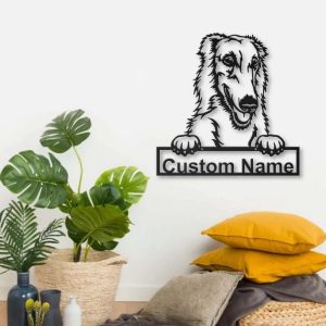 Borzoi Dog Metal Art Personalized Metal Name Sign Home Decor Gift for Dog Lover