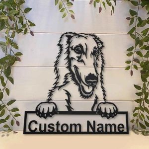 Borzoi Dog Metal Art Personalized Metal Name Sign Home Decor Gift for Dog Lover 3