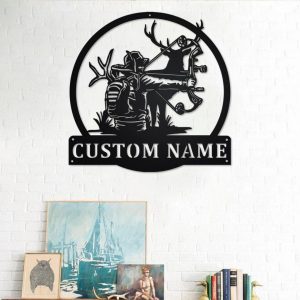 Bow Hunting Personalized Metal Name Sign Decor Home Gift for Hunter
