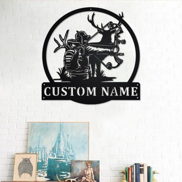 Bow Hunting Personalized Metal Name Sign Decor Home Gift for Hunter