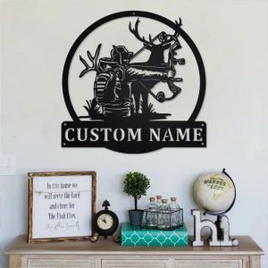 Bow Hunting Personalized Metal Name Sign Decor Home Gift for Hunter 3
