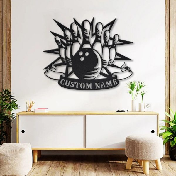 Bowling Star Metal Sign Personalized Metal Name Signs Home Decor Bowling Lovers Gifts