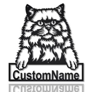 British Longhair Cat Metal Art Personalized Metal Name Sign Decor Home Gift for Cat Lover 1