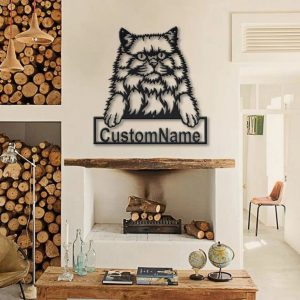British Longhair Cat Metal Art Personalized Metal Name Sign Decor Home Gift for Cat Lover