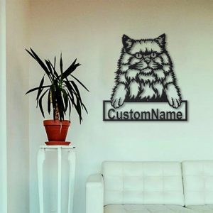 British Longhair Cat Metal Art Personalized Metal Name Sign Decor Home Gift for Cat Lover 3