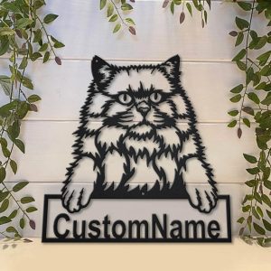 British Longhair Cat Metal Art Personalized Metal Name Sign Decor Home Gift for Cat Lover 4