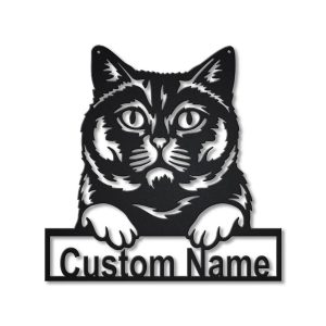 British Shorthair Cat Metal Art Personalized Metal Name Sign Decor Home Gift for Cat Lover