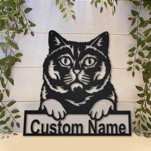 British Shorthair Cat Metal Art Personalized Metal Name Sign Decor Home Gift for Cat Lover 4