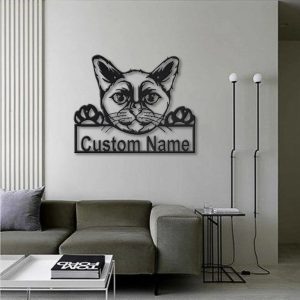 Burmese Cat Metal Art Personalized Metal Name Sign Decor Home Gift for Cat Lover