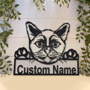 Burmese Cat Metal Art Personalized Metal Name Sign Decor Home Gift for Cat Lover 3